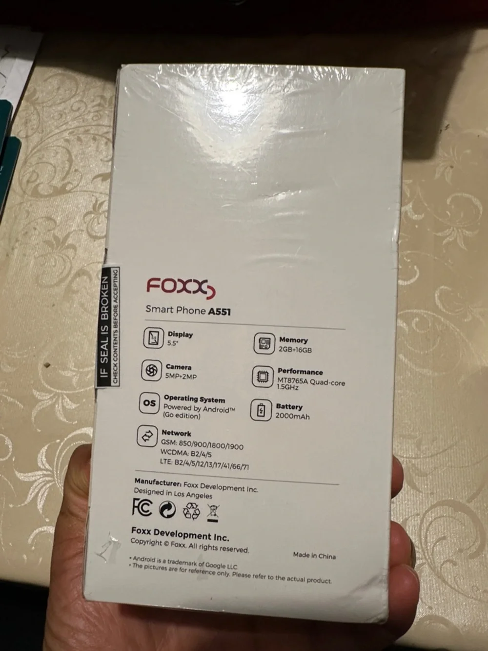 Fox Black Smartphone with Green/Blue Display